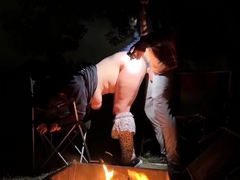 Rough Sex in a Public Park – Big Tits Exposed by the Fire!